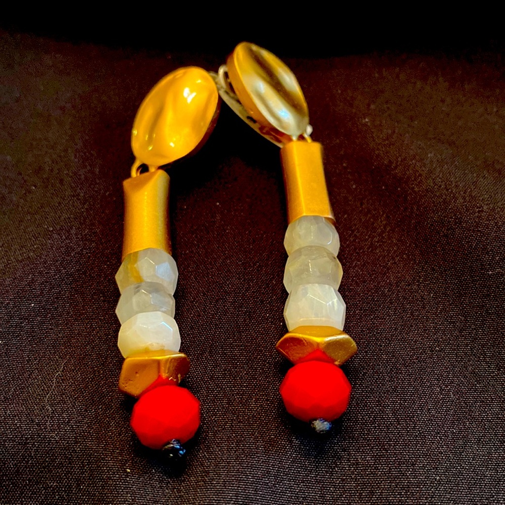 Ladies gold and stone earrings